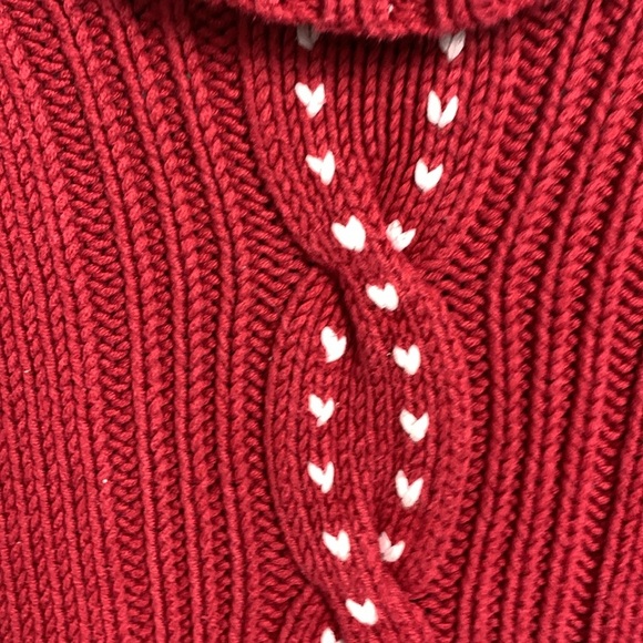 Northern Reflections 60% Cotton 40% Acrylic Turtleneck Sweater Red w Hearts - Picture 3 of 8